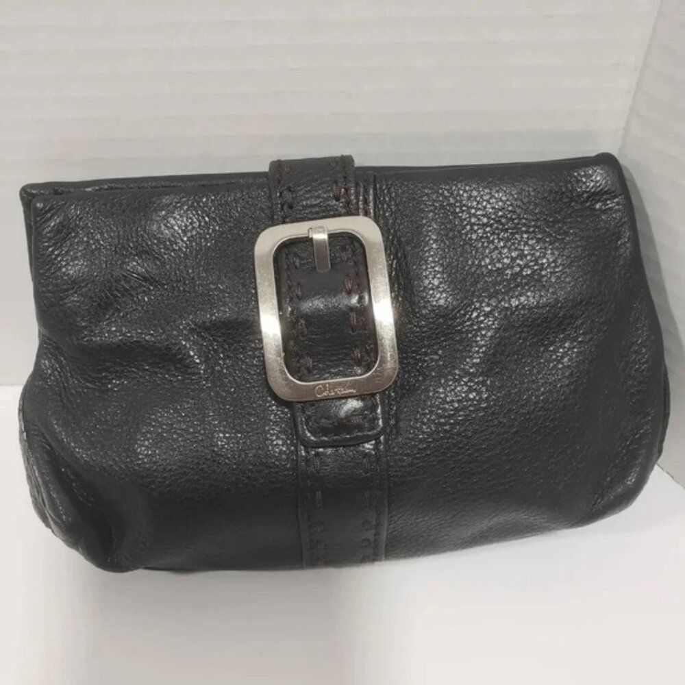 Cole Haan Womans Black Mini Leather Clutch